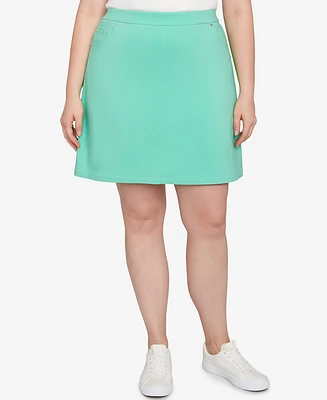 Hearts Of Palm Plus Size It Had To Be Blue Solid Tech Stretch Pull On Skort