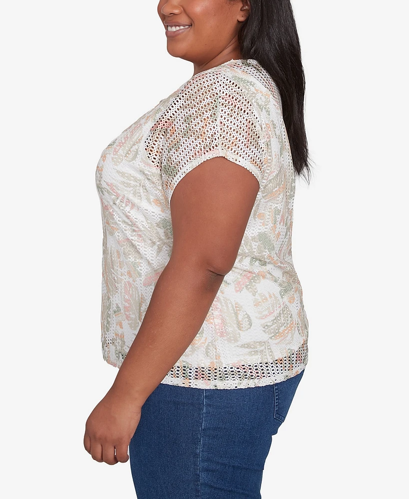 Hearts Of Palm Plus Size Spring Forward Short Sleeve Textured Top