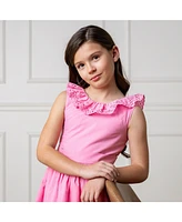 Hope & Henry Big Girls Ruffle Collar Party Dress with Eyelet Embroidery