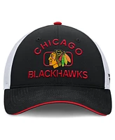 Fanatics Men's Black/White Chicago Blackhawks Authentic Pro Rink Trucker Hat