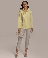 Donna Karan New York Women's Metallic Detail Cotton Button-Down Shirt