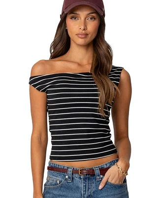 Edikted Women's Keryn Striped Asymmetric Top