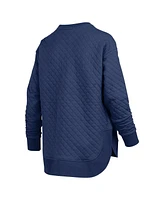 Pressbox Women's Navy North Carolina Tar Heels Quilted Long Sleeve Pullover Sweatshirt