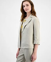 Kasper Women's Open-Front Linen Blend 3/4-Sleeve Jacket, Regular & Petite