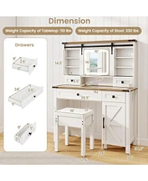 Makeup Vanity Desk with Mirror and 3-Color Dimmable Led Lights