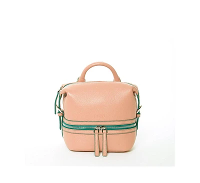 Susu Pink Leather Backpack Purse for Women Convertible Crossbody Bag Medium Size with Front and Back Pockets