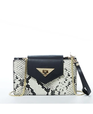 Susu Mini Crossbody Bag Small Leather Snakeskin Black Purse Wristlet Women's Handbag