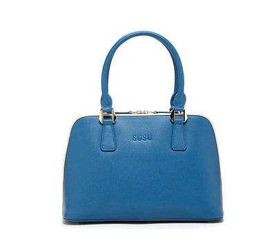 Susu Saffiano Leather Satchel Bag Blue Purse Women's Handbag