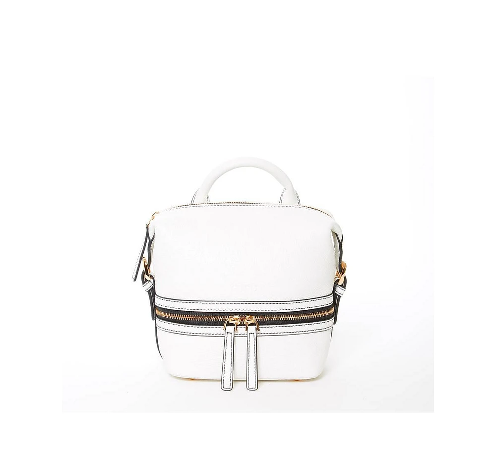 Susu White Leather Backpack Purse Convertible Medium Crossbody Bag for Women with Front and Back Pockets