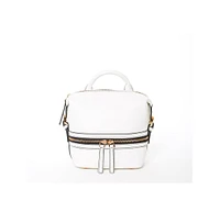 Susu White Leather Backpack Purse Convertible Medium Crossbody Bag for Women with Front and Back Pockets
