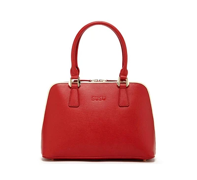 Susu Saffiano Leather Satchel Bag Red Purse Women's Handbag