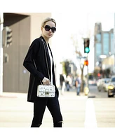 Susu White Leather Crossbody Bag Small Structured Women s Handbag with Top Handle and Embelishments