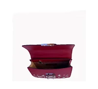 Susu Burgundy Studded Leather Crossbody Bag Small Designer Purse with Top Handle and Embellishments for Women