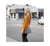 Susu Woven Leather Crossbody Bag Blue Purse Women's Handbag with Top Handle and Adjustable Strap