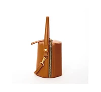 Susu Chocolate Brown Leather Bucket Bag Small Crossbody Purse Women's Handbag