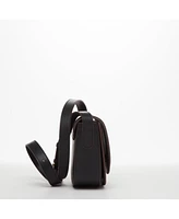 Susu Black Leather Saddle Bag Women s Crossbody Purse with Flap Closure and Adjustable Strap