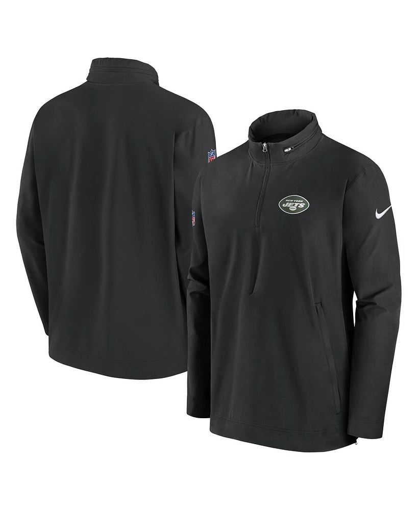 Nike Men's Black New York Jets Sideline Coach Half-Zip Jacket