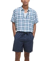 Barbour Men's Midfield Relaxed Fit Short Sleeve Linen Tartan Button-Front Shirt