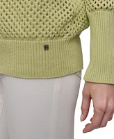 Dkny Jeans Women's Cotton Open-Knit V-Neck Sweater - Kxs