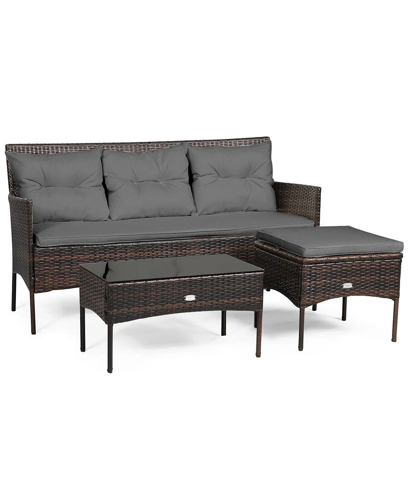 Slickblue Modular 3-Piece Patio Sectional Sofa Set with Thick Cushions – Ideal for Backyard or Porch Lounging