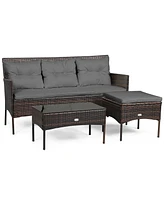 Slickblue Modular 3-Piece Patio Sectional Sofa Set with Thick Cushions – Ideal for Backyard or Porch Lounging