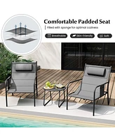 3-Piece Outdoor Bistro Set Patio Chairs and Coffee Table for Balcony, Garden, or Deck