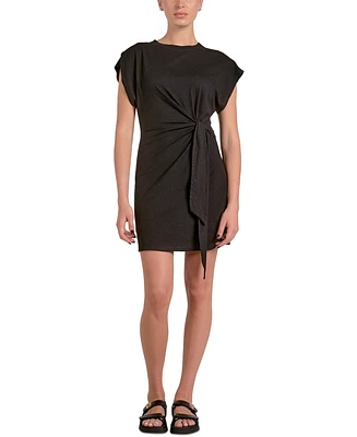 Elan Women's Side Tie Cotton Mini Dress