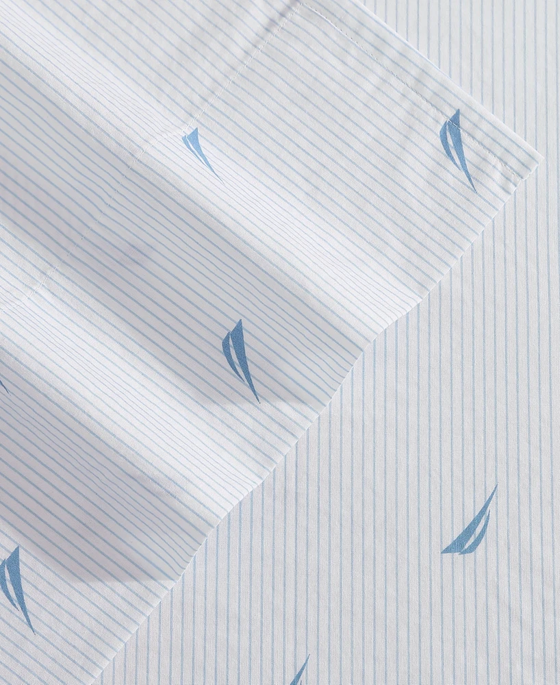 Nautica Printed 200-Thread Count Cotton Percale 3-Pc. Sheet Set, Twin