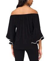 Msk Plus Size Off-The-Shoulder 3/4-Embellished-Cuff Top