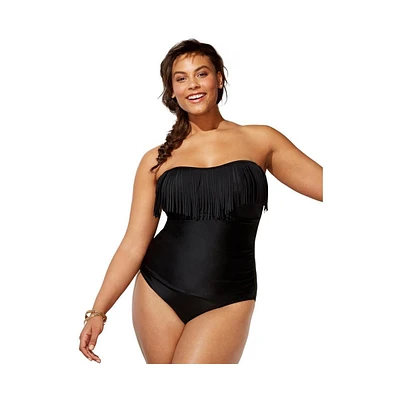 Swimsuits for All Women's Fringe Bandeau One Piece Swimsuit