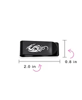 Bling Jewelry Two Tone Dragon Money Clip Card Holder - Black Ip Stainless Steel