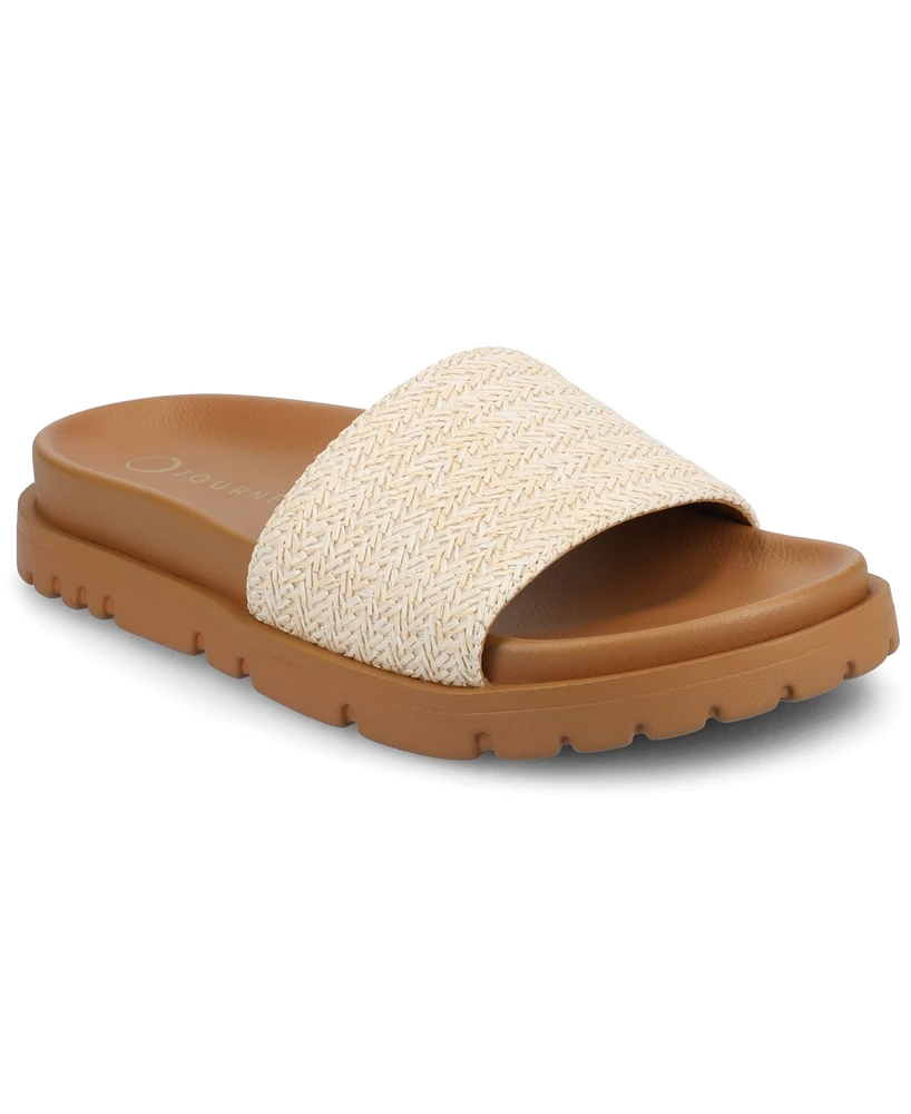 Journee Collection Women's Starr Slide Footbed Flat Sandals