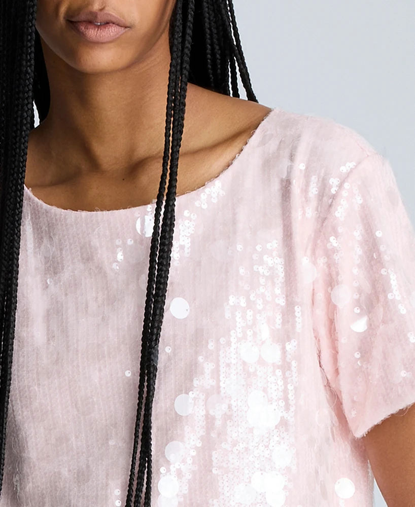 Kenneth Cole Women's Sequin T-Shirt Shift Dress