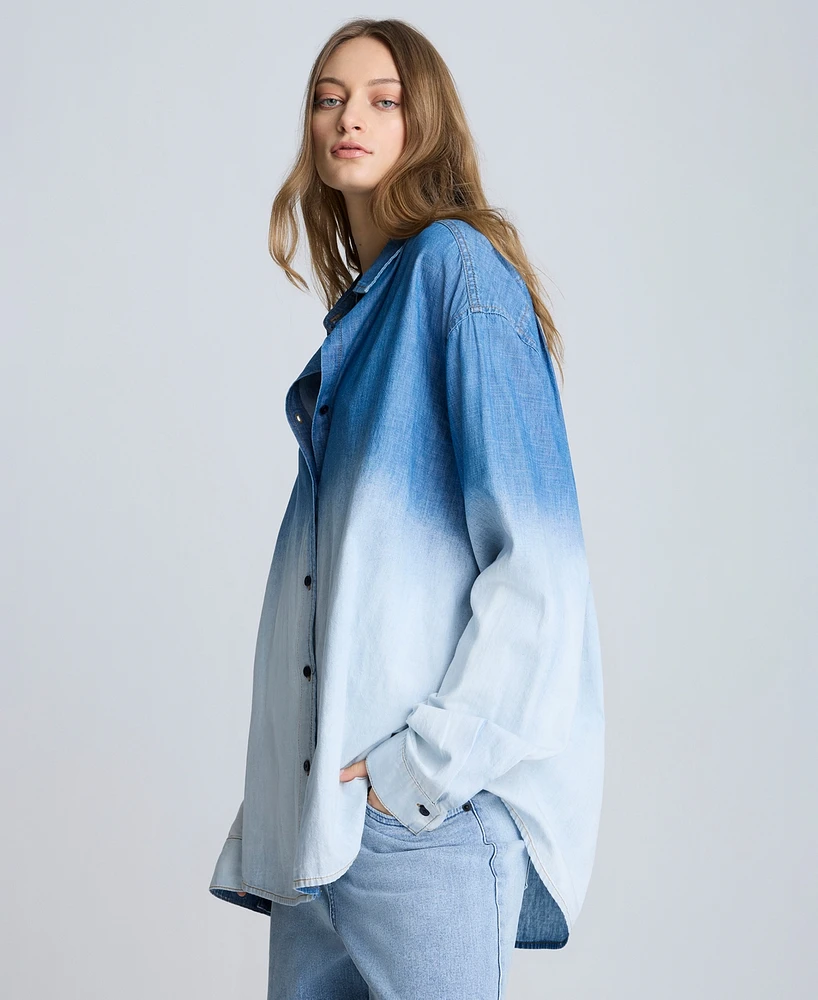 Kenneth Cole Women's Cotton Gradient-Dye Oversized Shirt