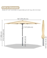 Yescom Xl 13Ft Aluminum Patio Umbrella 8 Rib Heavy Duty Table Parasol Crank Outdoor Garden Deck Beach Furniture