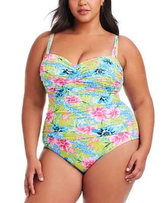 Bleu by Rod Beattie Plus Lets Get Away Shirred Swimsuit