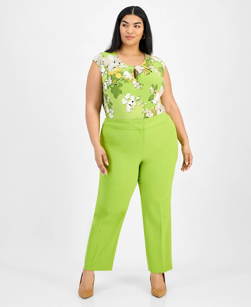 Kasper Plus Stretch-Crepe Straight-Fit Suit Pants