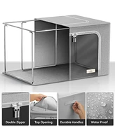 Sorbus Pack Foldable Storage Box - Metal Frame, Oxford Fabric, Large Window & Handles - Organization for Bedroom