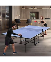 9ft Foldable Table Tennis Table Set with Net, Paddles, and Balls