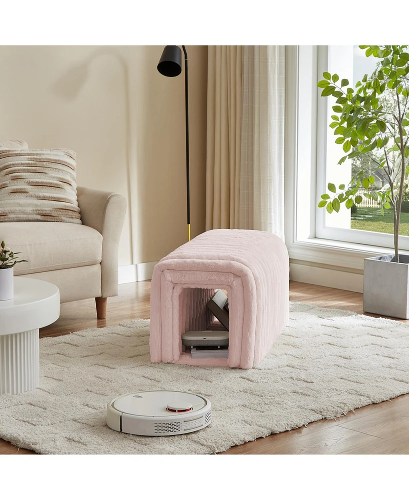 Corduroy Ottoman with Storage and Footrest: A Cat's Hideaway