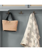 Hall Tree Entryway Bench with Shoe Storage, Rattan, Gray (40"W x 18"D x 64"H)