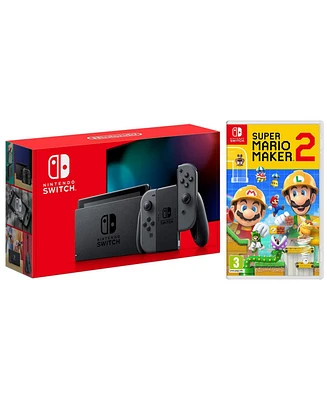 Nintendo Switch 32GB Console - Neon Joy-Con - New Version with Mario Maker 2 Bundle