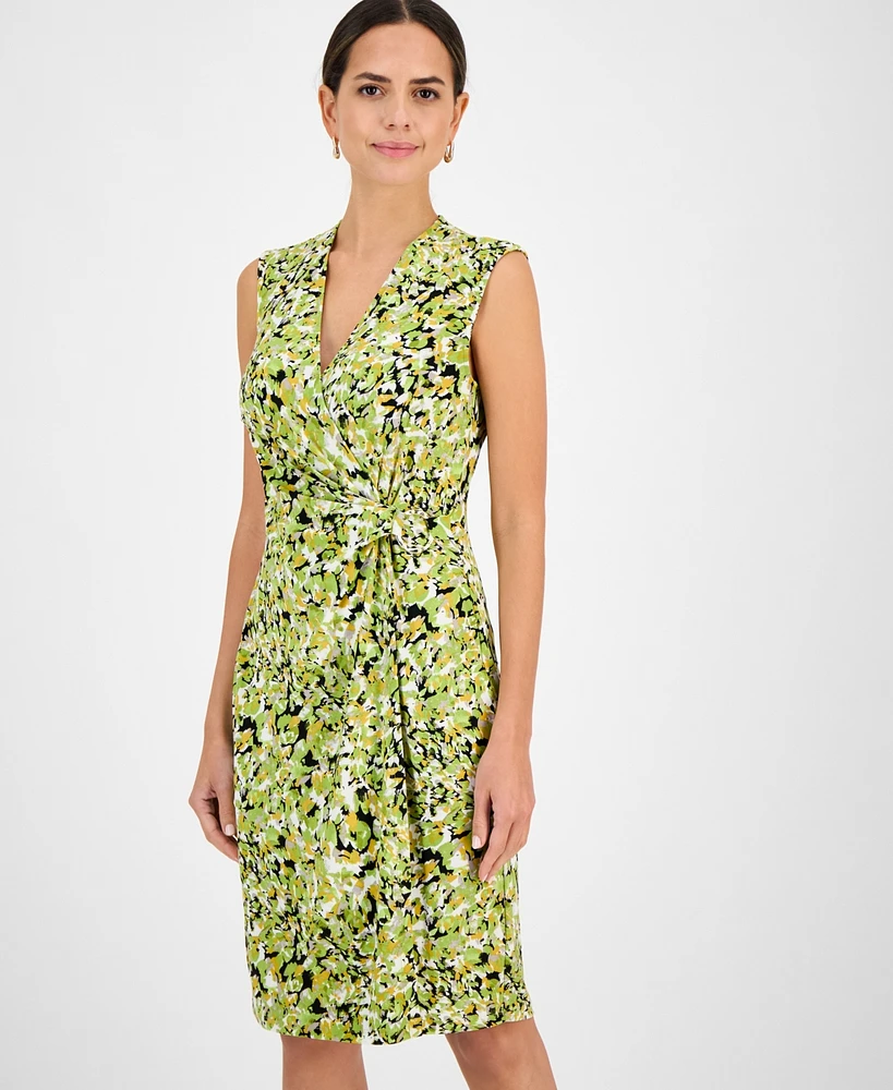 Kasper Women's Printed Sleeveless Wrap-Style Dress