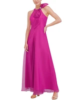 Eliza J Women's Bow Halter-neck Sleeveless Wide-leg Jumpsuit
