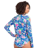 Tommy Bahama Women's Floral-Print Long-Sleeve Rash Guard