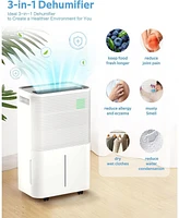 Kismile 45-Pint Dehumidifier for Home, Basement & Large Rooms, White, Auto/Manual Drain, 3 Modes, Auto Defrost, Dry Clothes, 12H Timer
