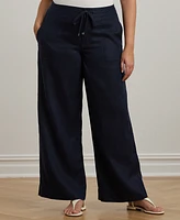Lauren Ralph Lauren Plus Size Linen Drawcord Pants
