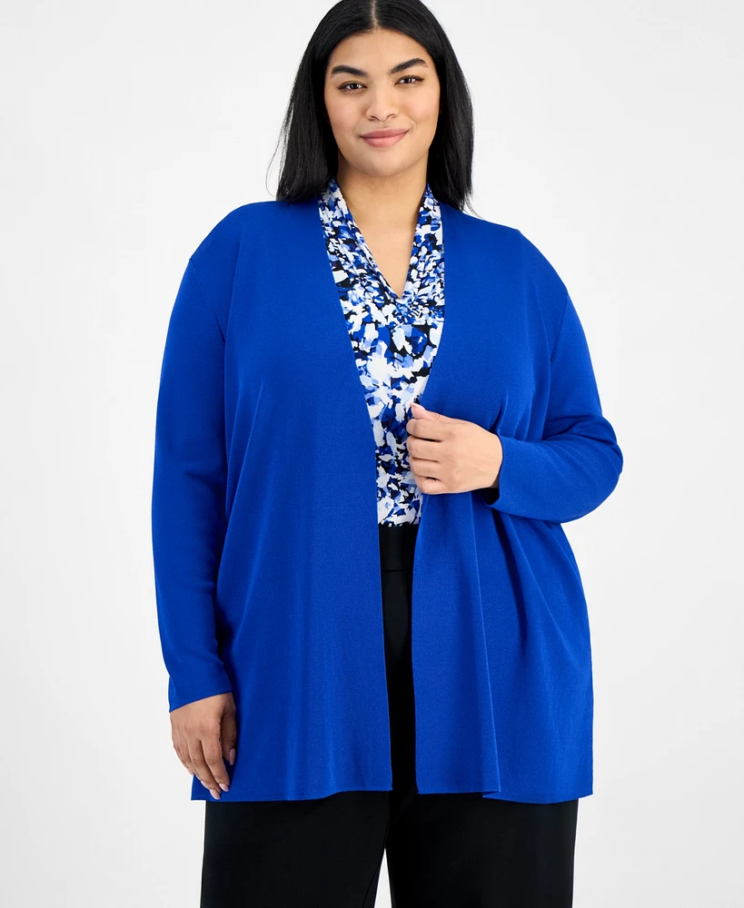 Anne Klein Plus Napa Open-Front Cardigan