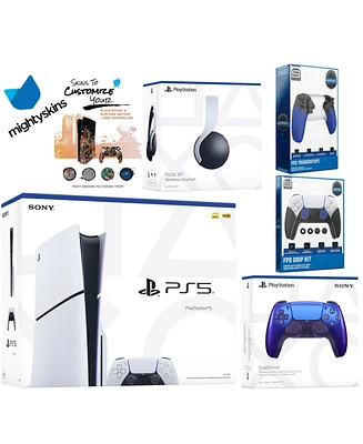 Sony Playstation 5 Slim Disc Bundle with Pulse Headset, Extra Controller, Trigger Stop Kit
