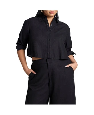 Eloquii Women's Elements Boxy Button Down Shirt